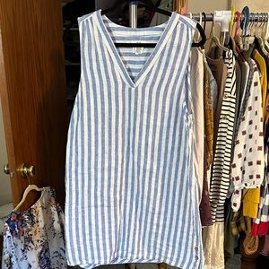 Nicole Miller Sky and White Striped linen dress